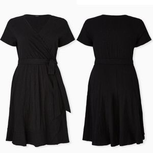 Torrid Mini Jersey Wrap Dress Black - Sz 1X